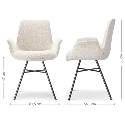 Stoffen eetkamerstoel Noa-Eef - zwart onderstel