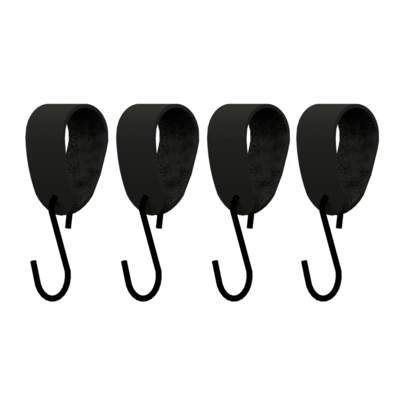 S-haakje Zwart + leren hanger - Maat M - set van 4