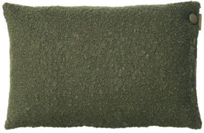 Kussen bouclé linnen knoop olijf rechthoek