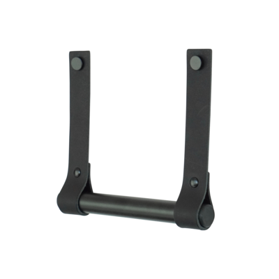 Leren toiletrolhouder (roldrager: zwart metaal)