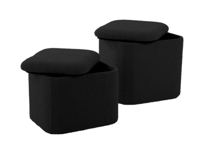 Poef set Ada opbergbouclé, set van 2 stuks