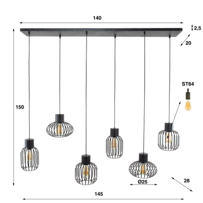 Hanglamp Metal Bars