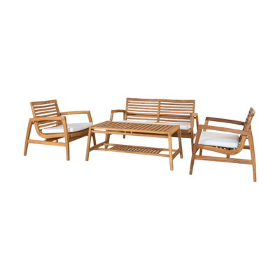 Houten tuin loungeset Tristan - 4delig - met zitkussens