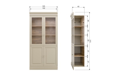 vtwonen vitrinekast Chow 4-deurs Vitrinekast Chow 4-deurs - Dakargrau