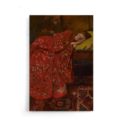 Walljar canvas schilderij - Breitner - Meisje In Rode Kimono