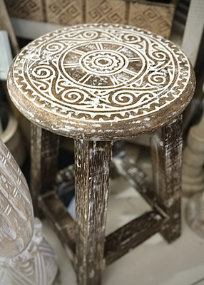 Krukje mandala natural wood / white wash