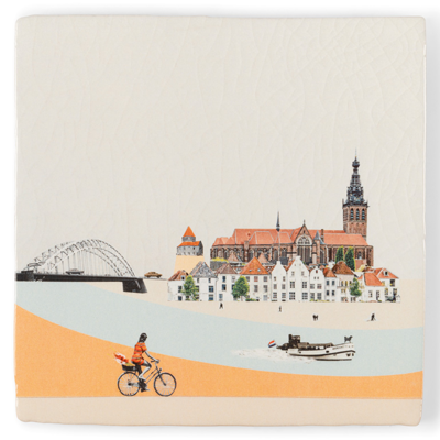 StoryTiles wandtegel Nijmegen tussen Maas en Waal