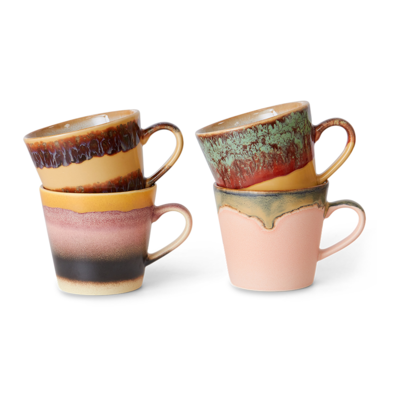 HKliving Cappuccino Mugs 70's Ceramics - Set van 4