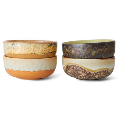 HKliving Tapas Bowls 70's Ceramics - Set van 4