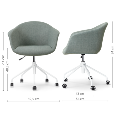 Nout-Otis bureaustoel wit onderstel - Gestoffeerde zitting met armleuningen