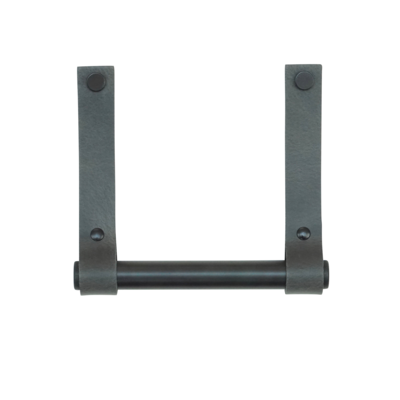 Leren toiletrolhouder (roldrager: zwart metaal)