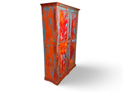 Kast 2 deur rood/oranje/blauw uniek