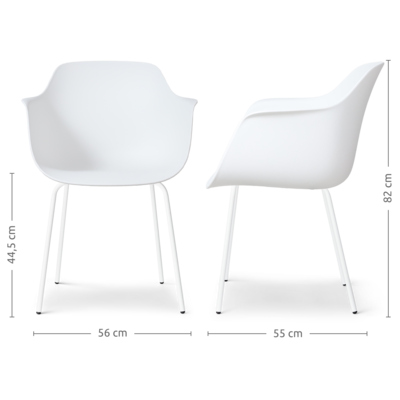 Eetkamerstoel Nora-Puk wit onderstel - met armleuningen