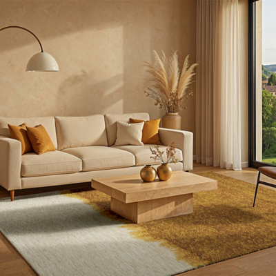 Geel en beige Storm gradiënt vloerkleed tapijt