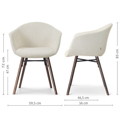 Eetkamerstoel Nena-Otis walnoot houten onderstel