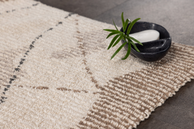 Hine badmat - 60x90cm - Bruin/grijs