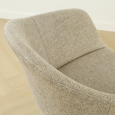 Draaibare eetkamerstoel Nola-Otis gestoffeerd - wit onderstel - met armleuningen