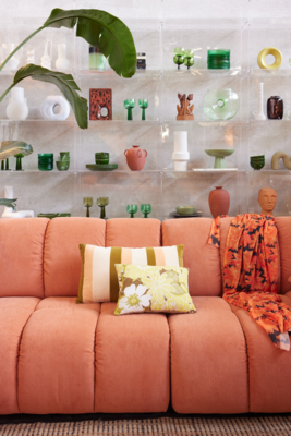 Striped velvet cushion Fields