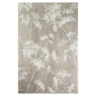 Parsley grijs bloementapijt met elegant wit bloempatroon