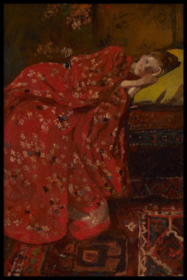 Walljar canvas schilderij - Breitner - Meisje In Rode Kimono