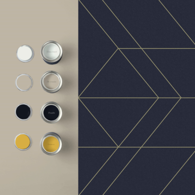 Graham &amp; Brown  vliesbehang  Balance Navy Gold