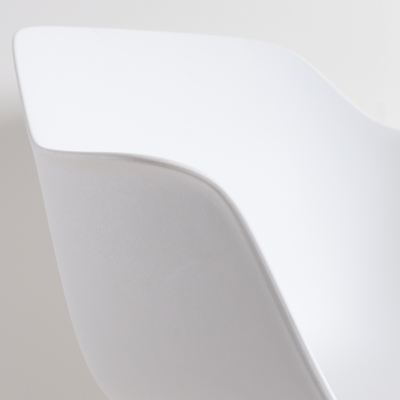 Eetkamerstoel Noa-Puk wit onderstel - met armleuningen