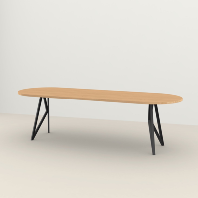 Studio HENK tafel Butterfly Plat ovaal - zwart frame, hardwax light 3041