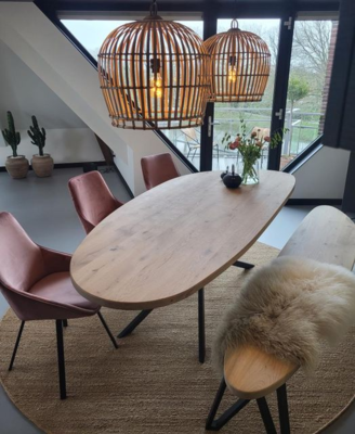 Firma Hout &amp; Staal Eettafel Leaf | Mikado frame | Matte lak