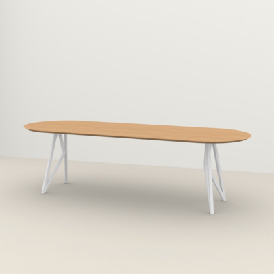 Studio HENK tafel Butterfly Plat ovaal - wit frame, hardwax light 3041