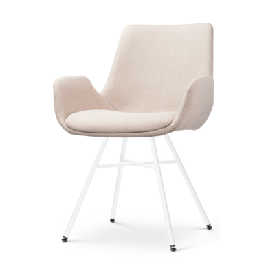 Stoffen eetkamerstoel Noa-Eef wit onderstel