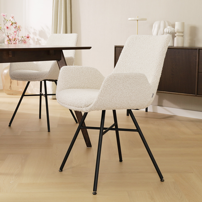 Stoffen eetkamerstoel Noa-Eef - zwart onderstel