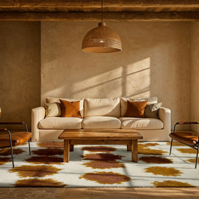 Paintball bruin structuurpatroon hedendaags abstract vloerkleed