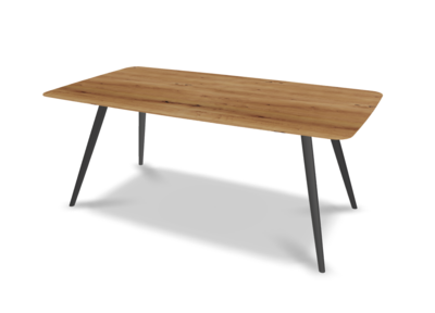 They &amp; Me eettafel Joy – bootsvorm – eiken rustiek lak– onderstel RAL9017 verkeerszwart