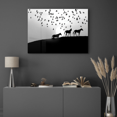 Walljar acrylglas schilderij - Distant Horses