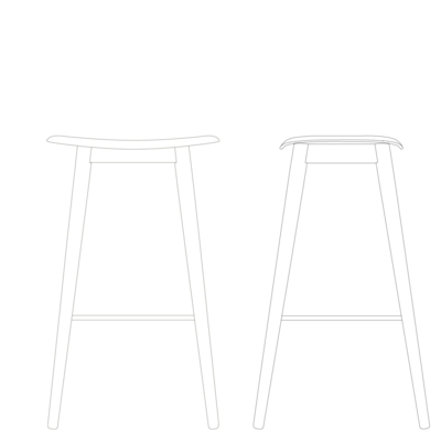Muuto barkruk Fiber Bar Stool Wood Base
