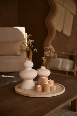 Travertine dienblad rond 45cm