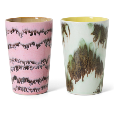 70s ceramics: tea mugs, baroque (set of 2)