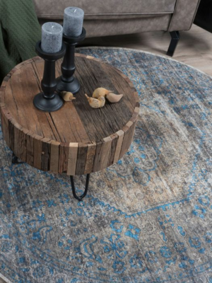 Vloerkleed Madel rond groen/blauw