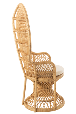 Fauteuil Pauw met kussen rotan Naturel 