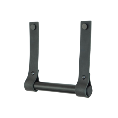 Leren toiletrolhouder (roldrager: zwart metaal)