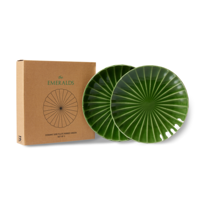 HKliving side plate Emeralds ribbed groen 