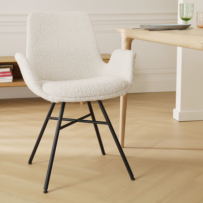 Stoffen eetkamerstoel Noa-Eef - zwart onderstel