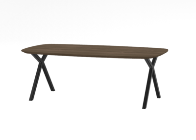 Firma Hout &amp; Staal Eettafel Deens ovaal | xy recht | Deer Brown