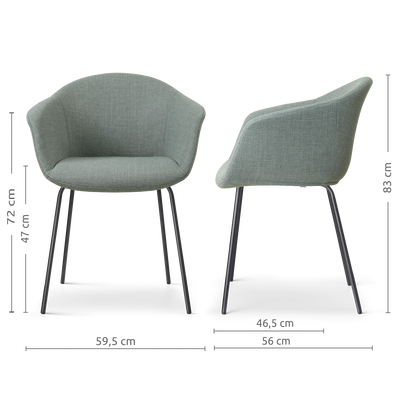 Eetkamerstoel Nora-Otis gestoffeerd - zwart onderstel - met armleuningen