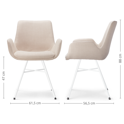 Stoffen eetkamerstoel Noa-Eef wit onderstel
