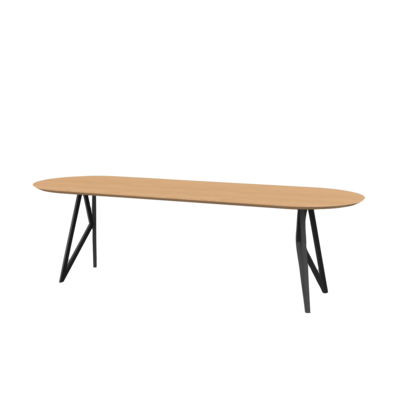 Studio HENK tafel Butterfly Plat ovaal - zwart frame, hardwax light 3041