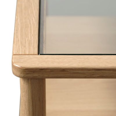 Salontafel Boris eikenhout met glazen tafelblad