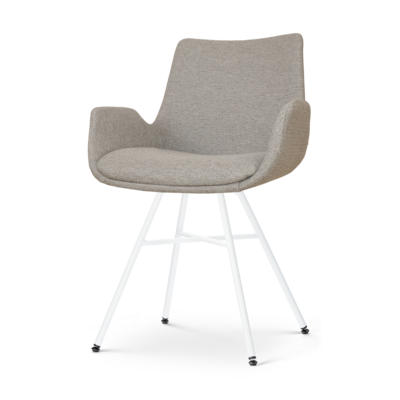 Stoffen eetkamerstoel Noa-Eef wit onderstel