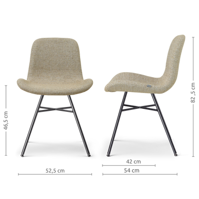 Eetkamerstoel Noa-Fé gestoffeerd - zwart onderstel