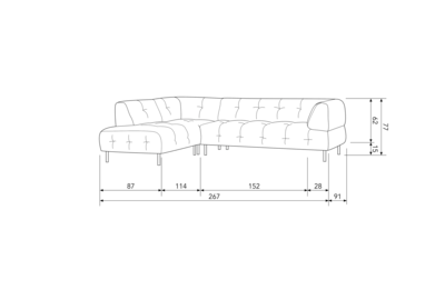 Hoekbank Lloyd links gewassen fluweel